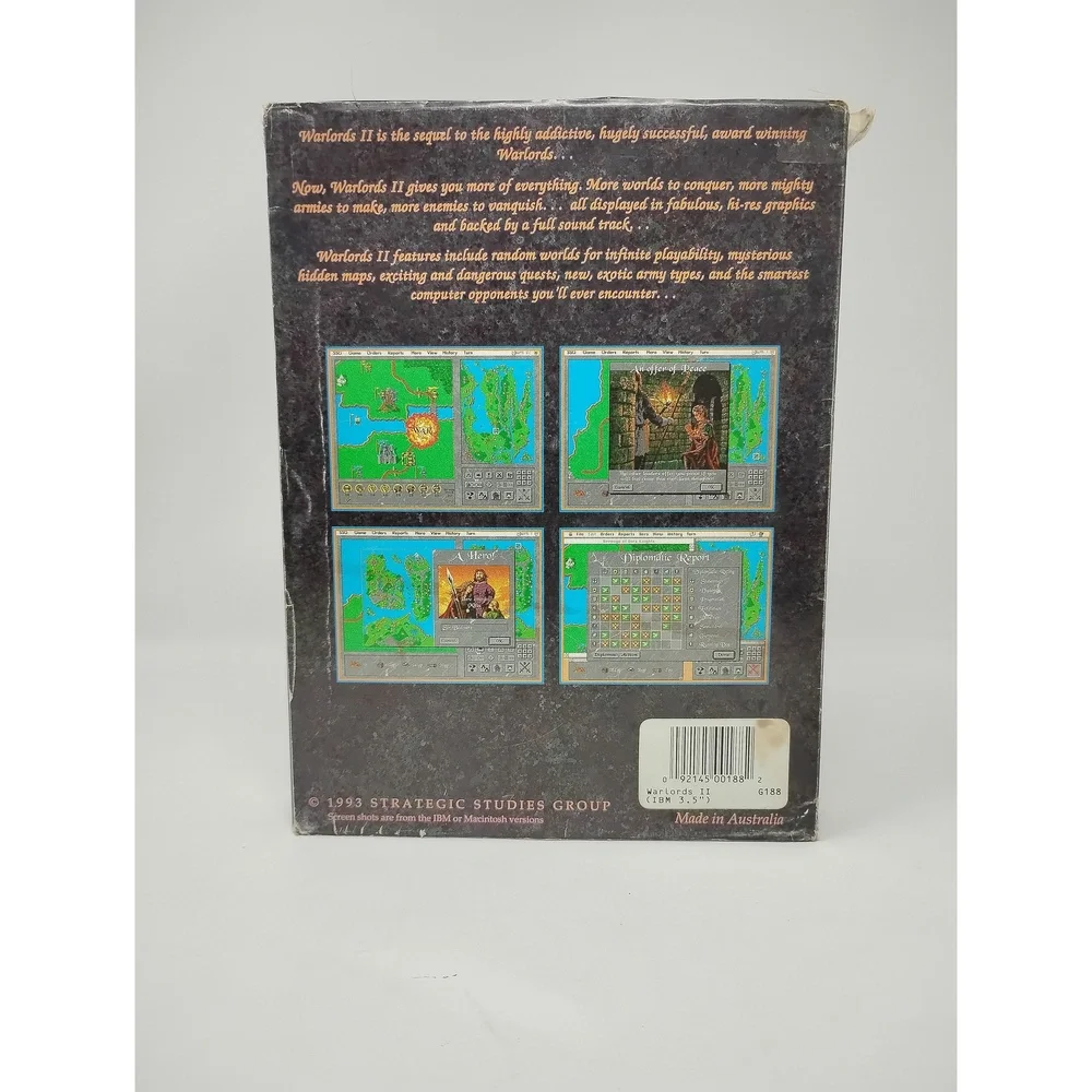 Strategic Studies Group Warlords II PC Game 1993 Big Box Turn Based DOS Strategy